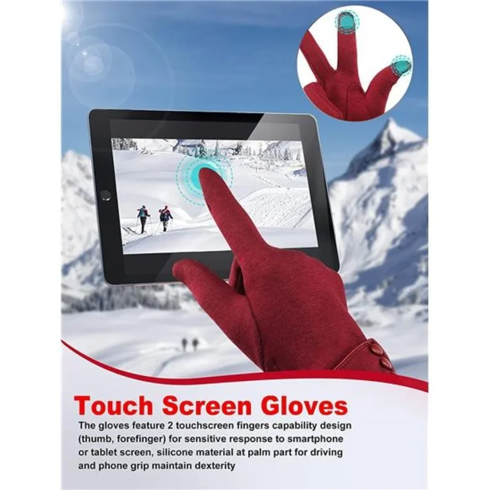 3 Pairs Women Winter Gloves Warm Touchscreen Gloves